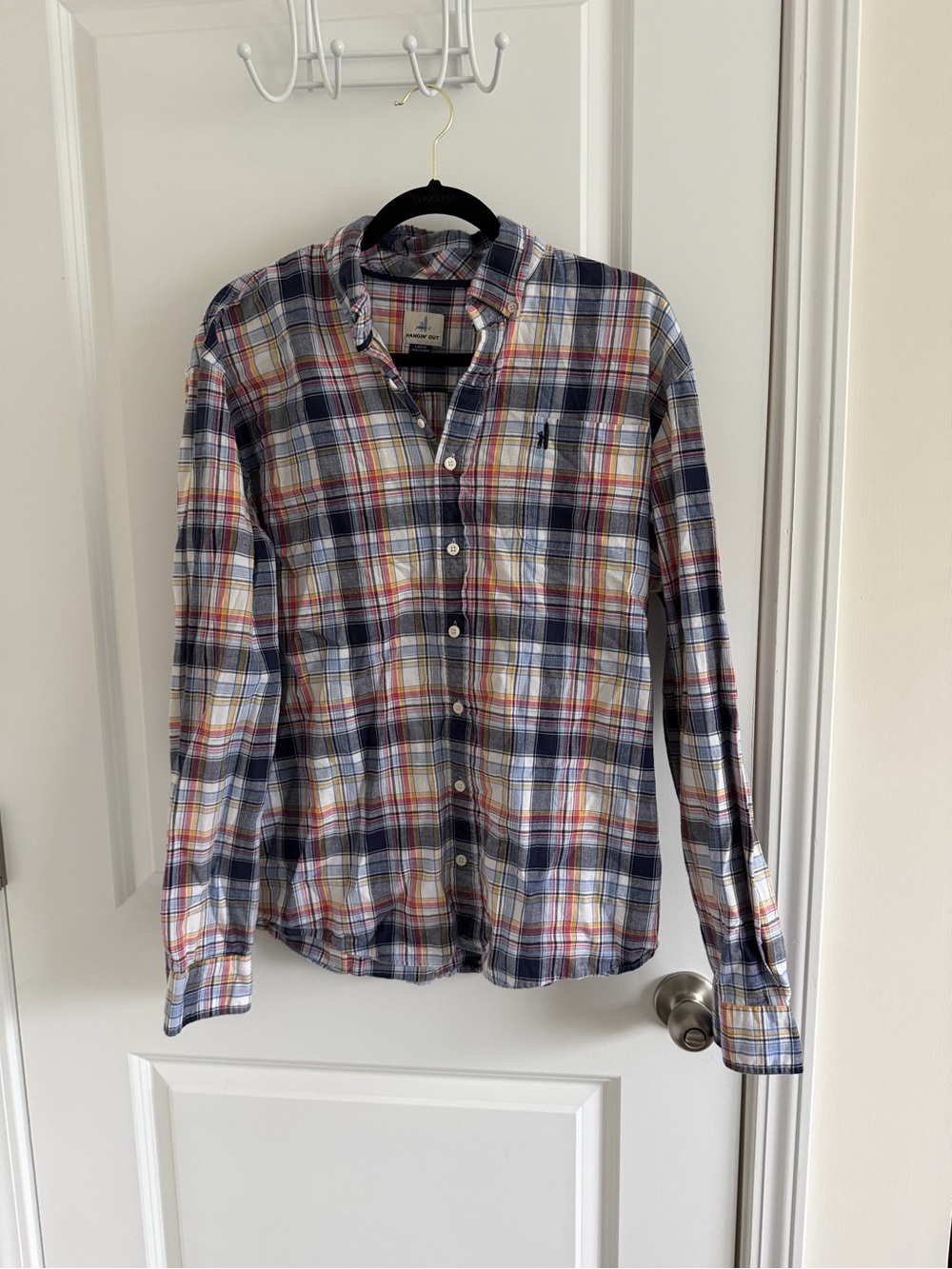 johnnie-O Navy, White & Red Plaid Button-Down Shirt